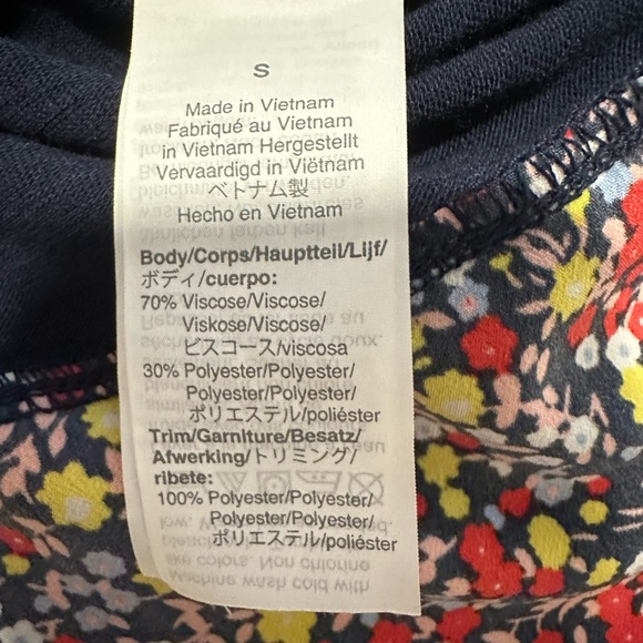 J. Crew Tank Top Navy Blue Floral Trim - Picture 2 of 7